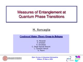 Measures of Entanglement at Quantum Phase Transitions