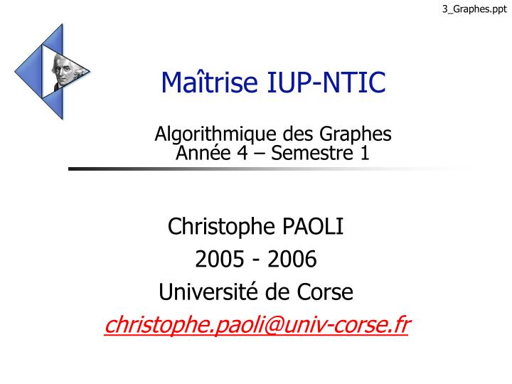 ma trise iup ntic algorithmique des graphes ann e 4 semestre 1