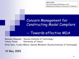 Concern Management for Constructing Model Compilers -- Towards effective MDA