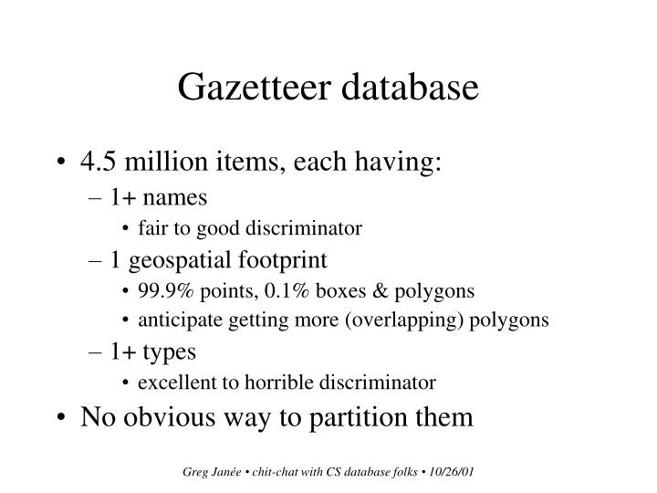 gazetteer database