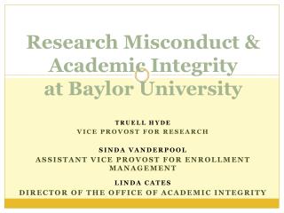 Research Misconduct &amp; Academic Integrity at Baylor University
