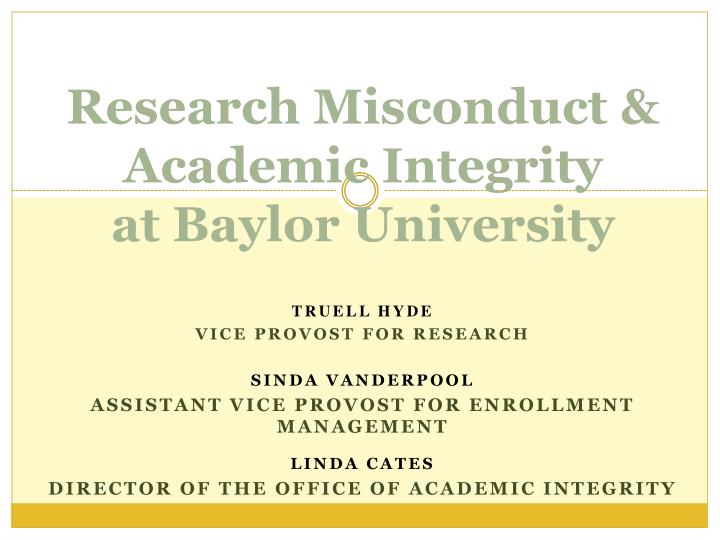 research misconduct academic integrity at baylor university