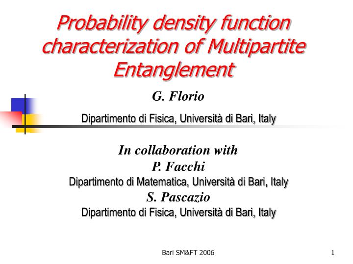 probability density function characterization of multipartite entanglement