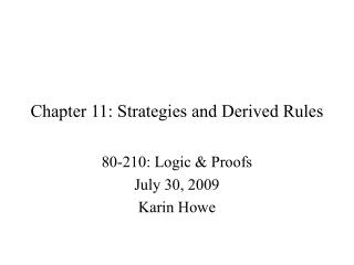 Chapter 11: Strategies and Derived Rules
