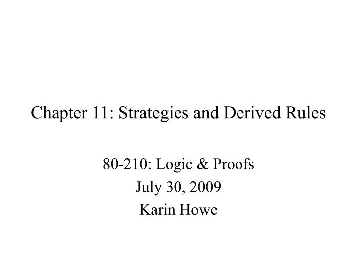 chapter 11 strategies and derived rules