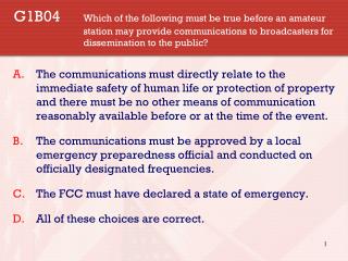 Review FCC Part 97 Rules regarding permitted frequencies and emissions.