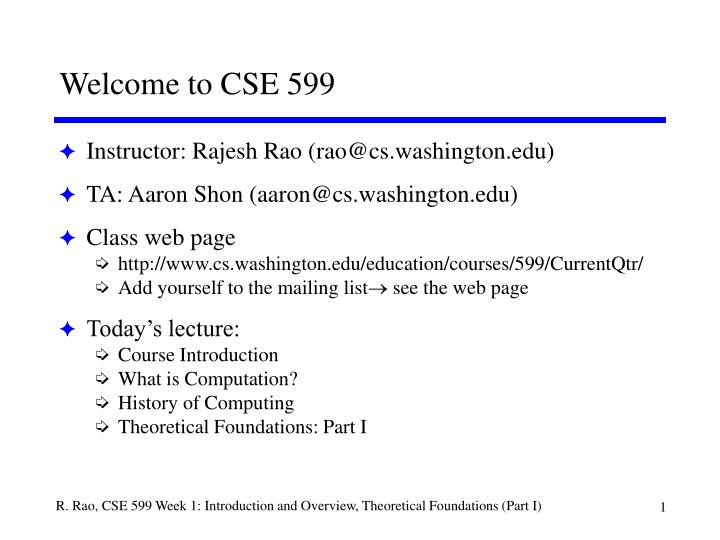 PPT - Welcome to CSE 599 PowerPoint Presentation, free download