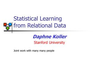 Statistical Learning from Relational Data