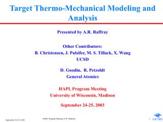 Target Thermo-Mechanical Modeling and Analysis