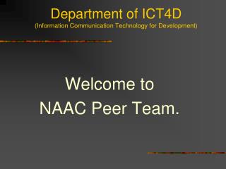 Department of ICT4D (Information Communication Technology for Development)