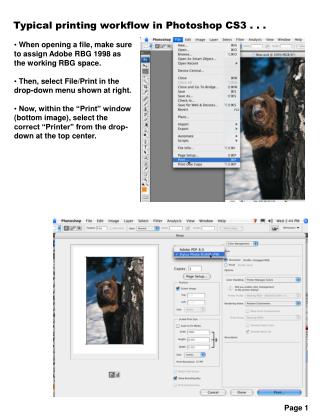 Typical printing workflow in Photoshop CS3 . . .