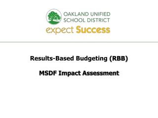 Results-Based Budgeting (RBB) MSDF Impact Assessment