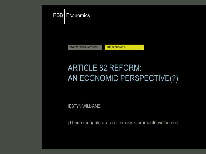 article 82 reform an economic perspective