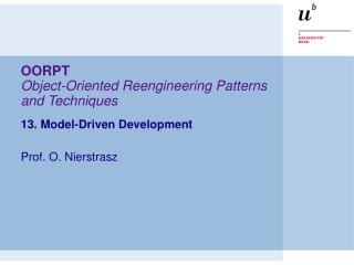 OORPT Object-Oriented Reengineering Patterns and Techniques