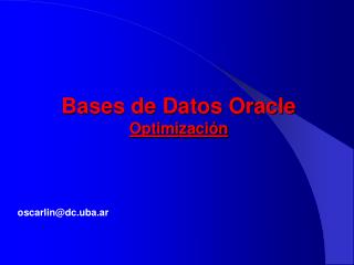 Bases de Datos Oracle Optimización