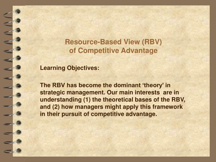 resource based view rbv of competitive advantage