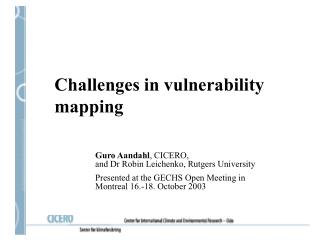 Challenges in vulnerability mapping