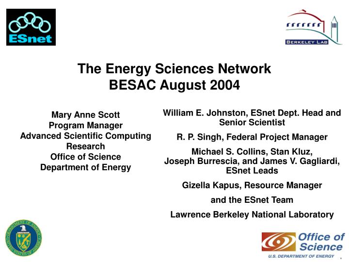 the energy sciences network besac august 2004