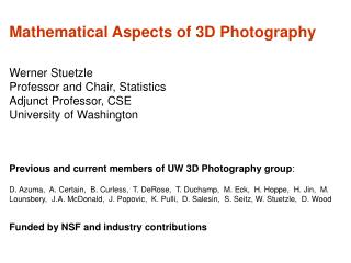 Mathematical Aspects of 3D Photography