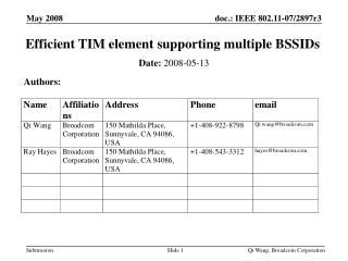Efficient TIM element supporting multiple BSSIDs
