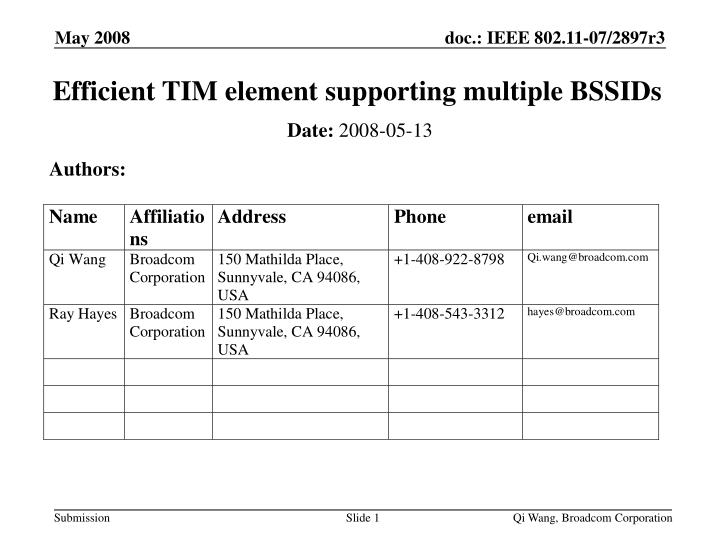 efficient tim element supporting multiple bssids