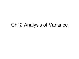 Ch12 Analysis of Variance