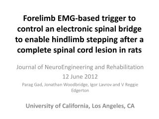 Journal of NeuroEngineering and Rehabilitation 12 June 2012