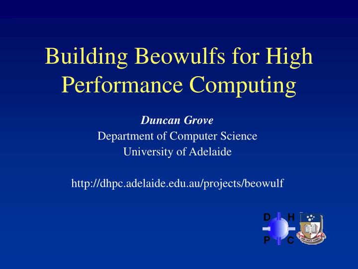 building beowulfs for high performance computing