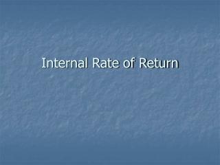 internal rate of return