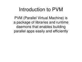 Introduction to PVM