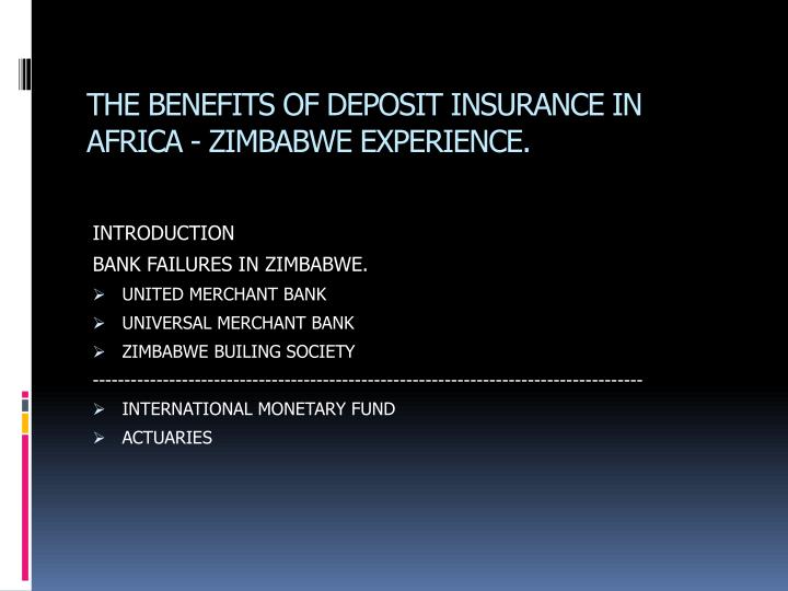 the benefits of deposit insurance in africa zimbabwe experience