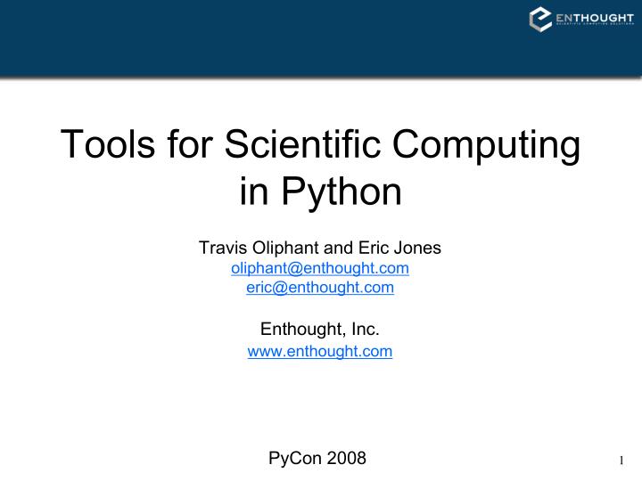 tools for scientific computing in python