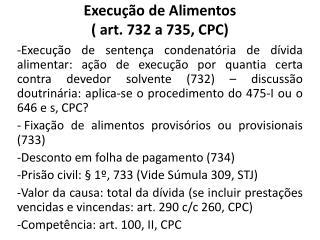 execu o de alimentos art 732 a 735 cpc