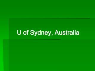 U of Sydney, Australia