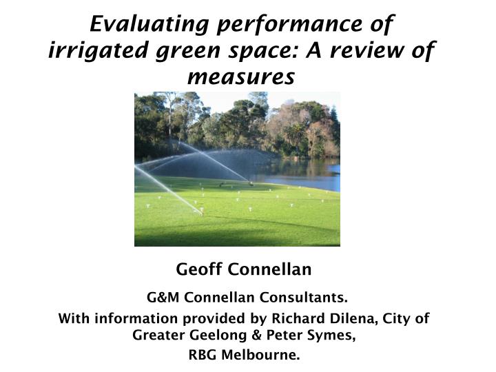 evaluating performance of irrigated green space a review of measures