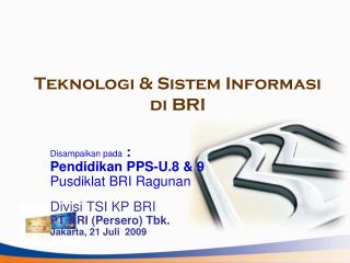 teknologi sistem informasi di bri