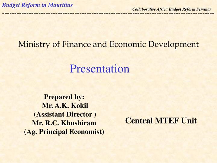 prepared by mr a k kokil assistant director mr r c khushiram ag principal economist