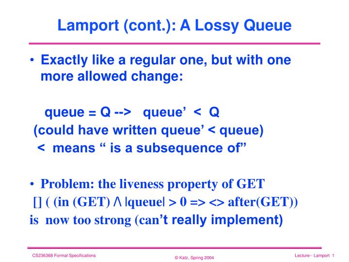 lamport cont a lossy queue