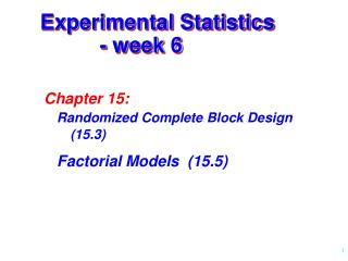 Experimental Statistics - week 6