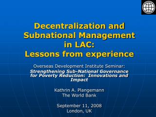 decentralization and subnational management in lac lessons from experience