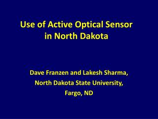 Use of Active Optical Sensor in North Dakota