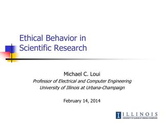 Ethical Behavior in Scientific Research