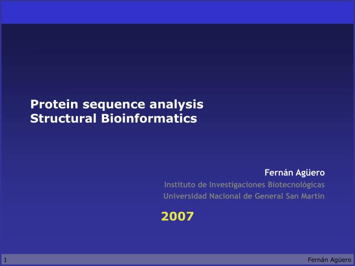 protein sequence analysis structural bioinformatics