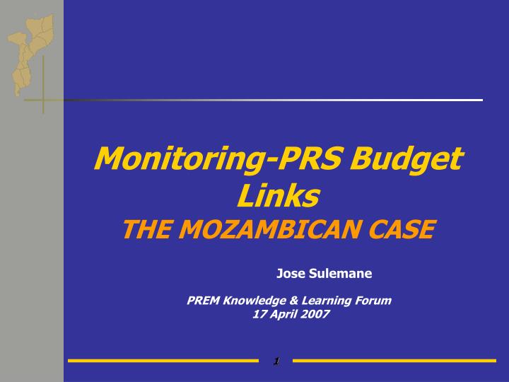 monitoring prs budget links the mozambican case