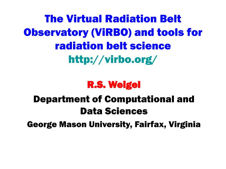the virtual radiation belt observatory virbo and tools for radiation belt science http virbo org