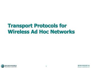 Transport Protocols for Wireless Ad Hoc Networks