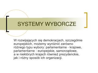 systemy wyborcze