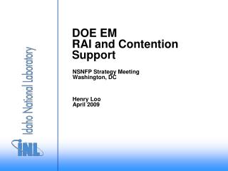 DOE EM RAI and Contention Support