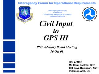 Civil Input to GPS III
