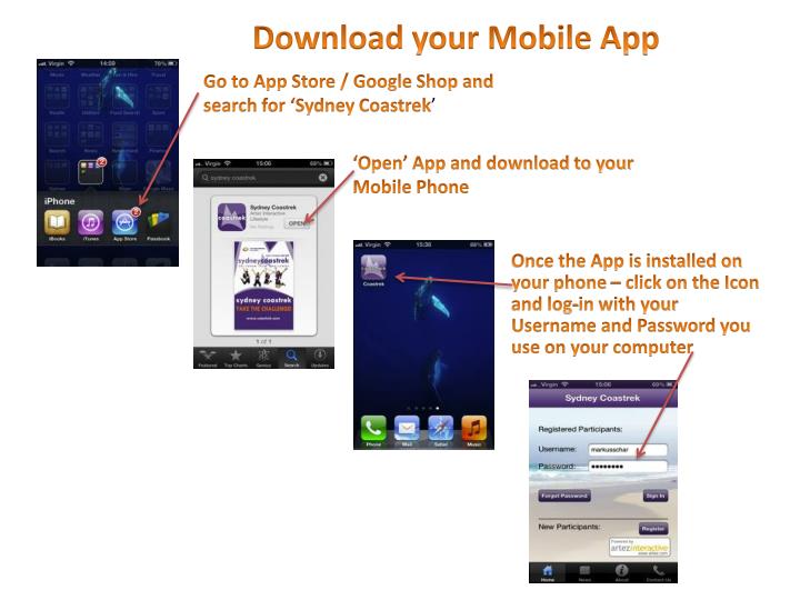 go to app store google shop and search for sydney coastrek